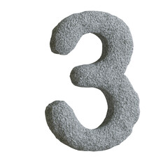 Stone number 3, Figures and symbols. 3D rendering.