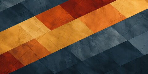 Retro palette of colors with a black, dark blue, gray, copper, red, brown, burnt orange, gold, and yellow abstract background. This design showcases a seamless color gradient with geometric shapes.
