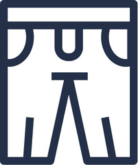 Linear icon of long shorts below knee. Casual clothes and shoes. Wardrobe item to create modern fashionable look. Simple dark grey vector symbol isolated on white background