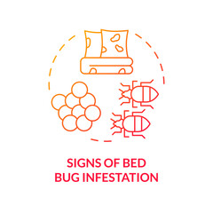 2D gradient signs of bed bug infestation icon, isolated vector, integrated pest management thin line illustration.