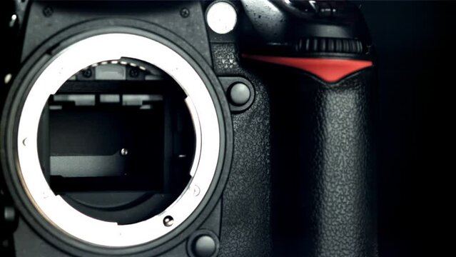 Operation of the release mechanisms of a SLR camera. Filmed on a high-speed camera at 1000 fps. High quality FullHD footage