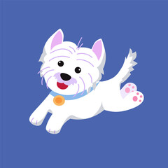 Cute cartoon animal dog for design. Isolated illustration on background. Vector picture for books, worksheets, cards. West Highland White Terrier.