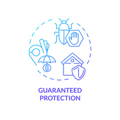2D gradient guaranteed protection icon, isolated vector, integrated pest management thin line illustration.