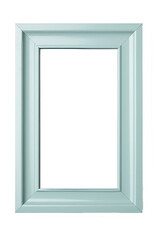 simple thin light blue picture frame on transparent background