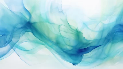 Behangcirkel Soothing tones of blue, green, and teal in this abstract watercolor pattern. The blend of colors creates a colorful art background and template. © Fayrin