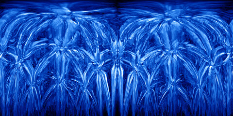 bright cobalt blue shades and art-deco style flowing and glowing design