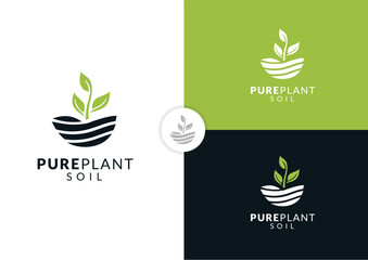 Vector soil and plant logo design concept