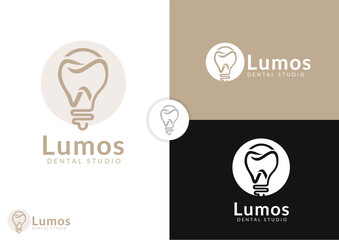 Vector light bulb in form of a tooth logo design concept