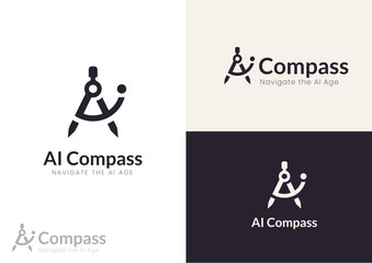 Vector AI compass logo design concept