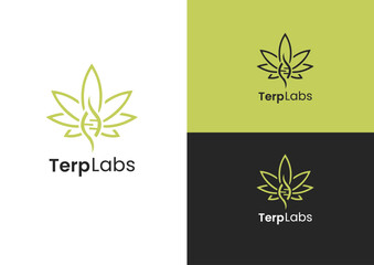 Vector cannabis and DNA logo design concept