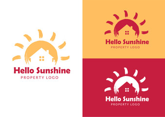 Vector sun and house logo design concept