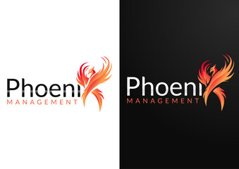 Vector phoenix x logo design concept