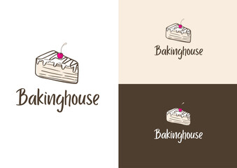 Vector piece of cake logo design concept
