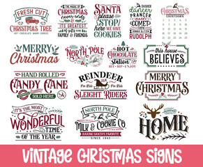 Vintage Christmas Signs Svg Bundle, Christmas Svg Bundle, Farmhouse Christmas Decoration