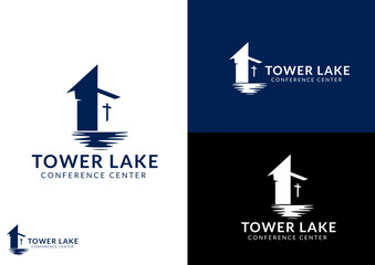 Vector minimal tower with cross and water