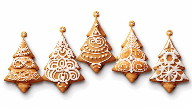 Christmas tree Gingerbread cookies in a decorative arts style