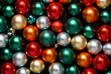 Fototapeta na wymiar multicolor christmas ball texture,topview,symmetry,medium shot,glossy,shiny background.