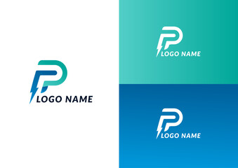 Vector p bolt logo design concept - obrazy, fototapety, plakaty