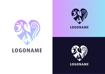 Vector 4 elements hearth logo design concept