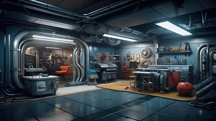 Naklejka premium Worker operating room. AI generated art illustration.
