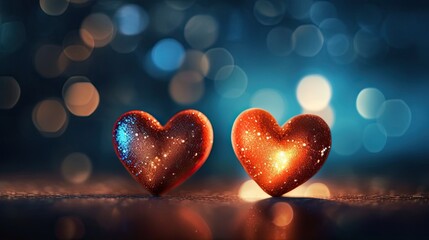 Obraz premium happy valentines day backgrounds hearts with lights flashing background.