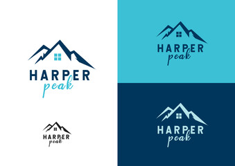 Vector mountains house logo design
