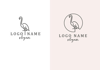Vector flamingo logo - obrazy, fototapety, plakaty