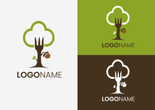 Vector simple tree and fork logo