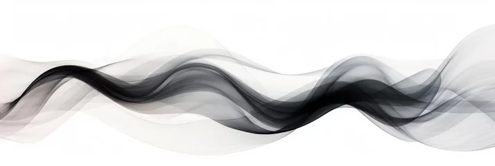 Gordijnen Watercolor style abstraction of razvnotsvetnye wavy and curved lines of bright colors on a white background. Banner © masyastadnikova