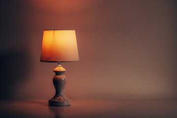 Vintage retro table light lamp at night