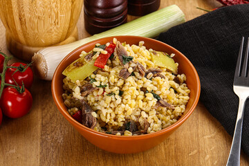 Bulgur with lamb and vegetables