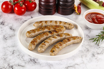 Grilled natural organick white sausages