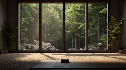 Naklejka premium Interior of a modern building. AI generated art illustration.