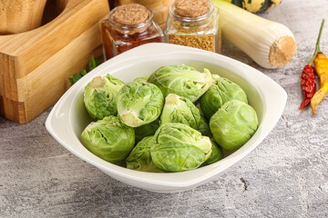 Brussels sprout cabbage in the bowl
