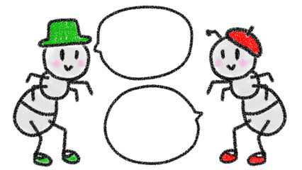 2匹のアリのかわいいイラスト