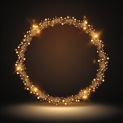 Empty sparkling golden luxury frame Christmas design element Generative AI 