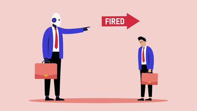 office worker who just got fired by a robot