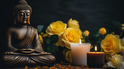 Asian spa ritual with Buddha statue