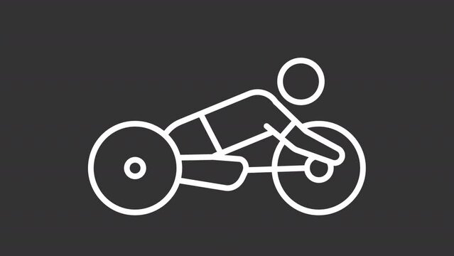 Pack of white icon simple animations representing paralympic games, HD video with transparent background, seamless loop 4K video.