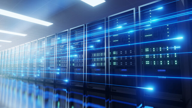 Server room with speed data line.