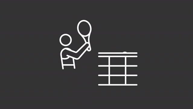 2D set of white icon animations representing paralympic games, HD video with transparent background, seamless loop 4K video.