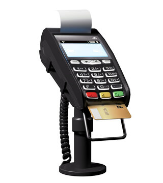 Credit card reader isolated or POS Terminal with credit card isolated.