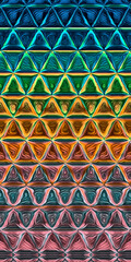 triangular mosaic wide format vivid gold pink  green and turquoise