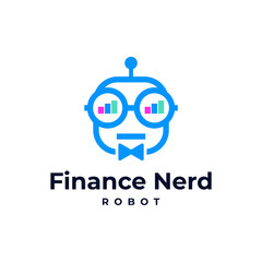 ROBOT FINANCE NERD AUTOMATIC SOFTWARE LOGO VECTOR ICON ILLUSTRATION
