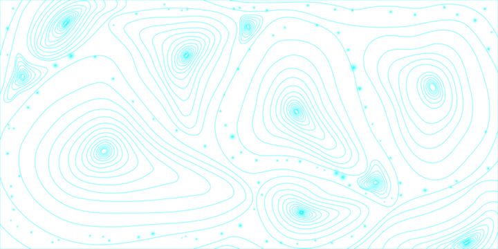 Landscape geodesy topography map background. Green illuminated circular topographic lines on transparent background. Line texture pattern
