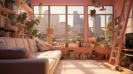 Interior of a house. AI generated art illustration.