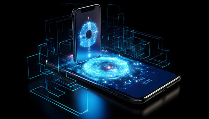 Fototapeta premium Smartphone security, mobile device protection