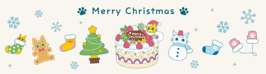 猫のクリスマス素材セット