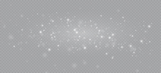 Glow light effect. Vector illustration. Christmas flash. dust.Realistic falling snow.Christmas background.Isolated on transparent background.	 - obrazy, fototapety, plakaty