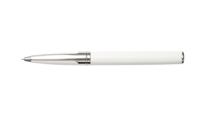 White Desk Pen Mock Up for Corporate Identity Presentation. Isolated Luxury Ballpoint Pen, transparent background - obrazy, fototapety, plakaty